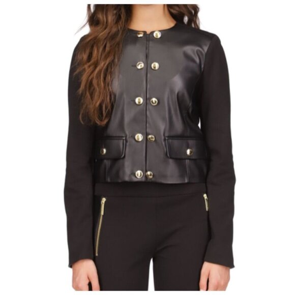 Michael Michael Kors Women's Button Ponte Jacket PETITE XS Black - Picture 2 of 10